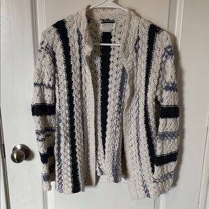 Zara Cream and Black Textured Cardigan